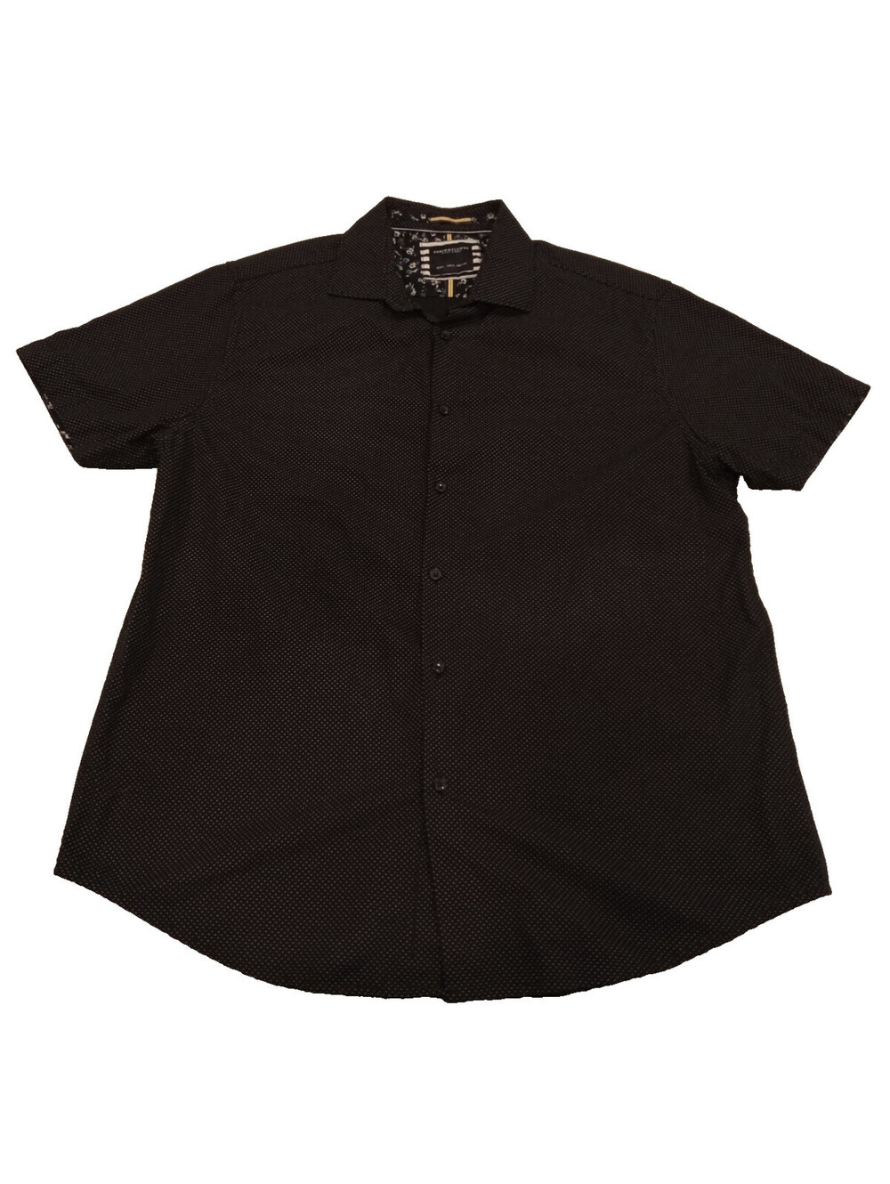 Denim & Flower Ricky Singh Shirt Mens Large Black Textured Dot Button Down L